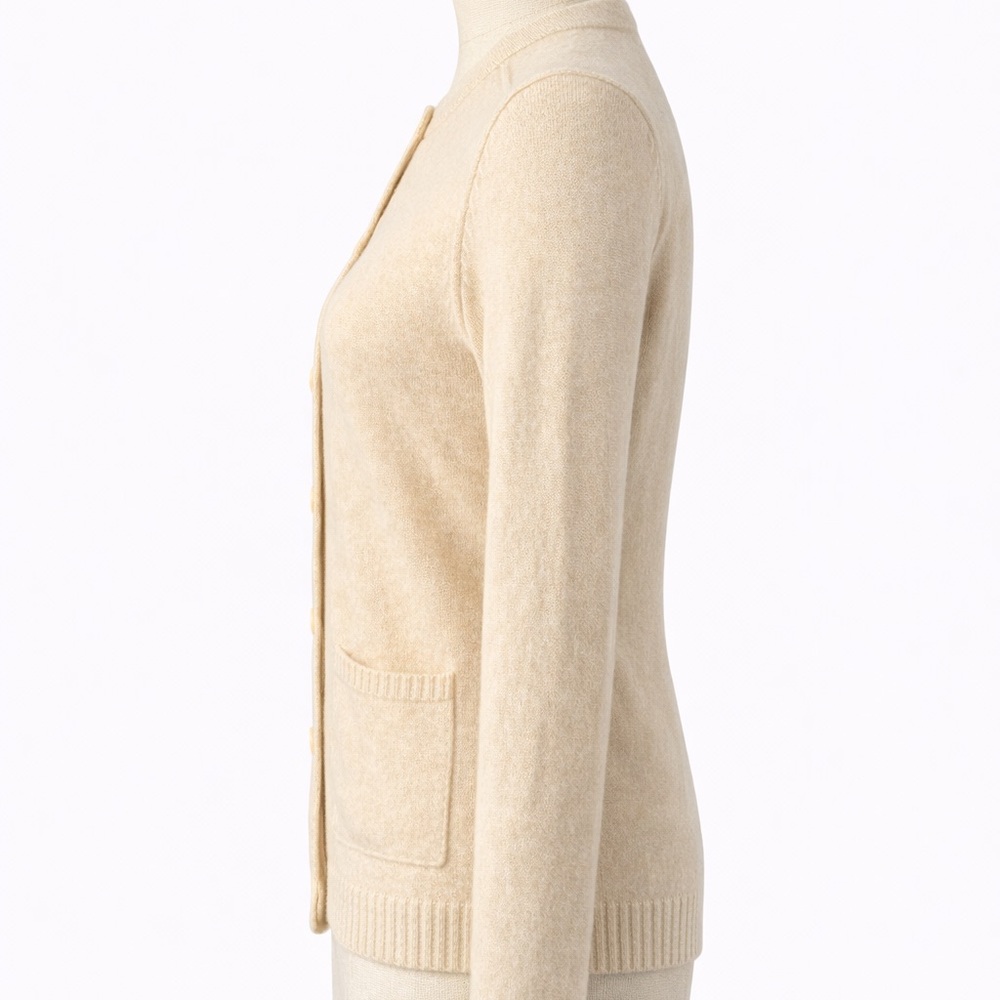Aqua Cream Oatmeal Women's Cashmere Cardigan XS - Picture 5 of 10